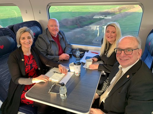 The Marketing Humber team on Hull Trains on their way to Westminster